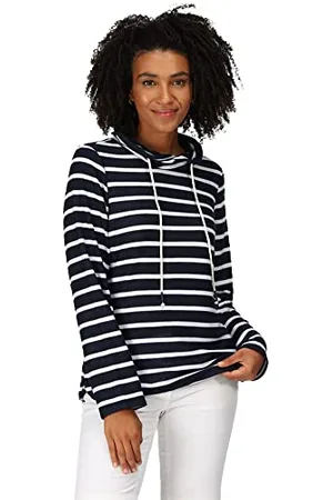 Regatta Womens Helvine Striped Sweatshirt Fleece, Navy/White Stripe, 14 UK