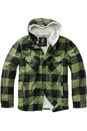 Brandit Lumberjacket Hooded, Black+Olive, XL