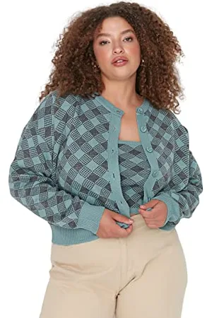 Trendyol Plus Size Cardigan - Green - Regular