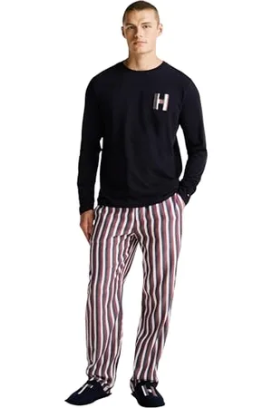 Tommy Hilfiger Men’s Warm Pyjama Set, Multicolor (Desert Sky/Bold Global Stripes), M