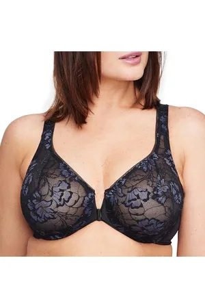 Glamorise Full Figure Plus Size Lacey T-Back Front-Closure Wonderwire Bra Underwire #9246