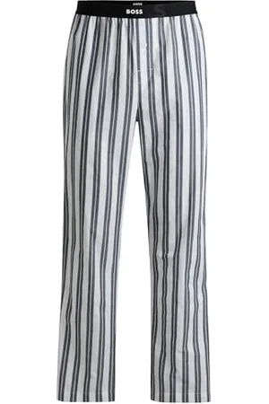 HUGO BOSS Mens Urban Pants Branded-Waistband Pyjama Bottoms in Cotton poplin