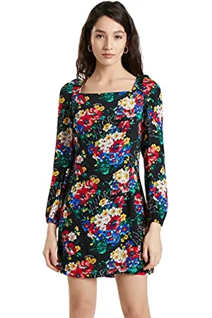 Desigual Nilo Black & Bright Floral Slim Fitted Tunic Dress Style 21WWVW71