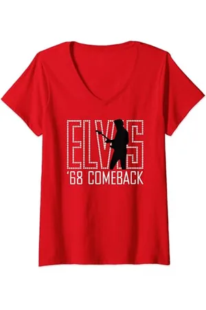 Elvis Presley Womens Official 68 Comeback Sign V-Neck T-Shirt