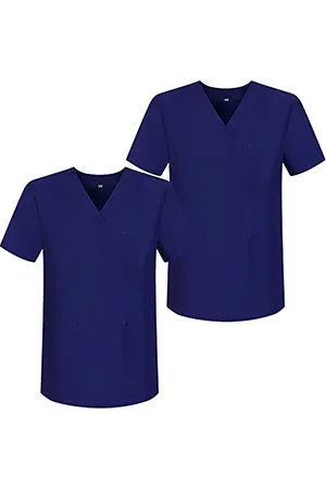 MISEMIYA Unisex_Adult Pack 2 Jacket Sanitary Uniforms Scrub Top, , L (Pack of 2)