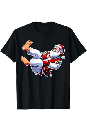 Christmas Santa Claus Jiu Jitsu Boys Girls Kids Xmas Sport T-Shirt