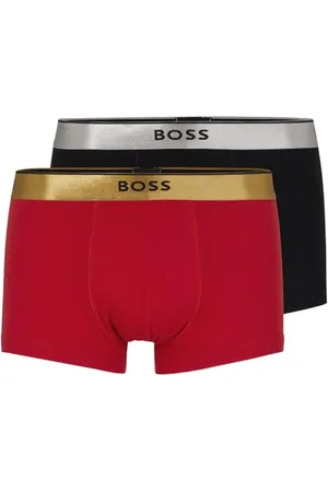 HUGO BOSS Mens Trunks 2 Pack Silver and Gold Waistband S