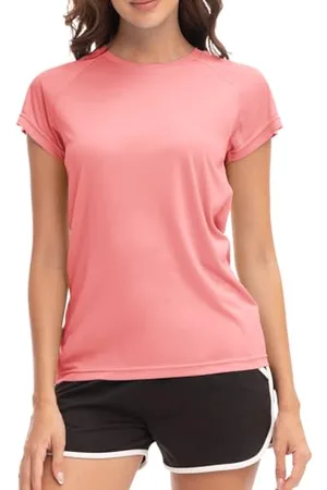 MEETWEE Swim Shirts for Women, Short Sleeve T Shirt Athletic Casual Tops Quick Dry UPF 50+ Running Surfing Workout Yoga Sun Tee Shirts