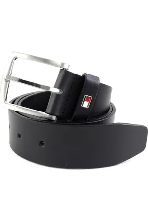 Tommy Hilfiger Belts for Men - Leather Belts For Men - Metal Buckle And Details - 100% Genuine Leather - Denton Belt - - 85