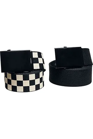 Urban classics Check and Solid Canvas Belt Pack of 2, , L/XL