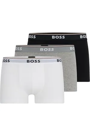 HUGO BOSS BOSS Mens Trunk 3P Power Three-Pack of Logo-Waistband Trunks in Stretch Cotton