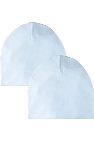 FM London (2-Pack) Newborn Essentials Baby Hats | Unisex Newborn Hat Available in White, Grey, & Blue | Comfortable Baby Hats Newborn with 100% Organic Cotton Design | Soft Newborn Hats Girls & Boys