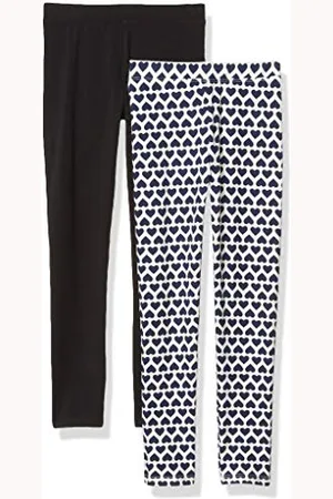 LOOK by crewcuts 2-pack Leggings Navy Hearts/Black, 6/7