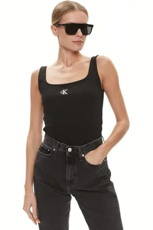 Calvin Klein Calvin Klein Women’s Ck Round Neck Rib Tank Top, (Ck ), S