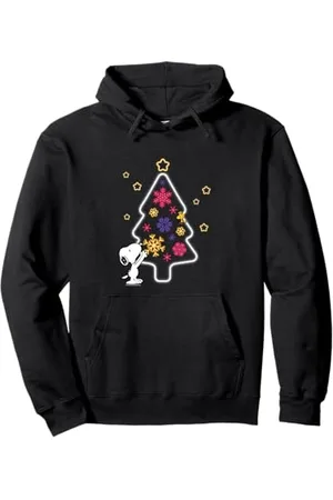 Peanuts Christmas Snoopy Woodstock Xmas Tree Glow Pullover Hoodie