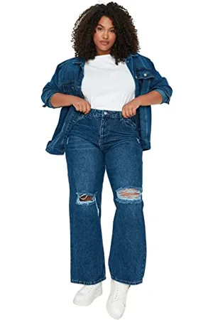 Trendyol Women Plus Size High Waist Wide Leg Plus Size Jeans
