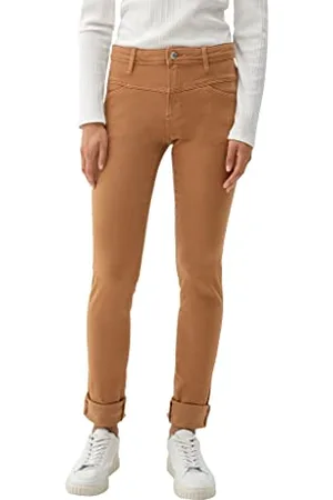 QS by s.Oliver Damen Jeans, Jeans Betsy Slim Fit, Brown, 34W / 34L EU