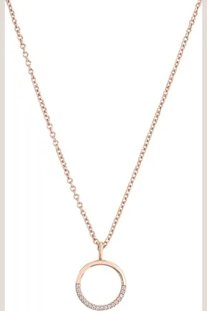 QS by s.Oliver Necklace with pendant 925 Sterling silver woman necklace, with zirconia synth., 42+3 cm, rose-colored, clef, comes in jewelry gift box