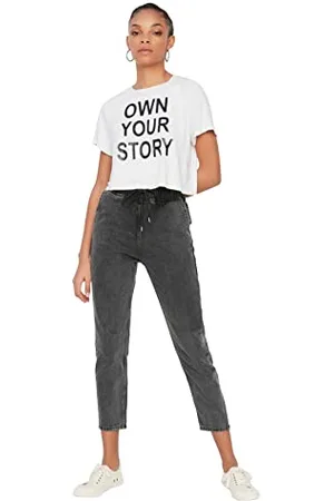 Trendyol Women High Waist Straight Leg Mom Jeans
