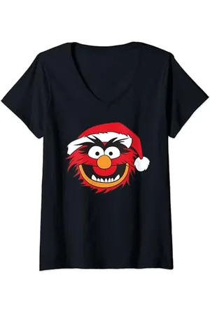Disney Womens Muppets Christmas Animal Hat V-Neck T-Shirt