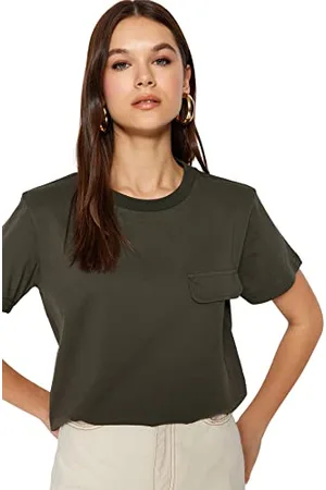 Trendyol Woman Regular fit Basic Crew Neck Knit T-Shirt, ,L