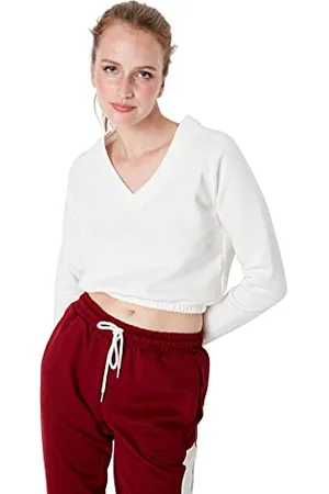 Trendyol Women Slim Basic V Neck Knit Sweatshirt