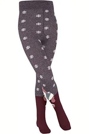 Falke Unisex Kids Winter Badger Tights Sustainable Organic Cotton Navy Blue Grey Red Opaque Patterned Mid-High Waist 1 Pair