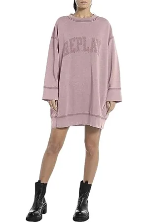 Replay Adult W9072 Garment Dyed Cotton Fleece Dress, , XS