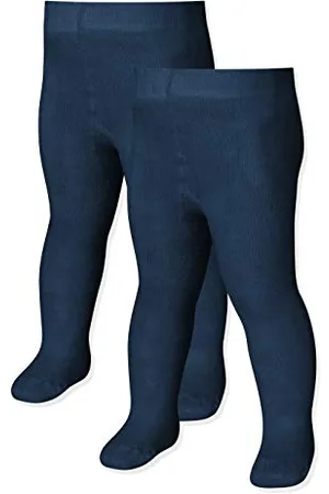 Playshoes Unisex Kids Thermal tights plain double pack 499201, 11 - Navy, 98-104