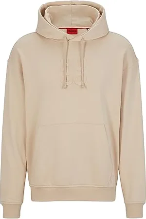 HUGO BOSS Mens Dokras Stacked-logo-embossed hoodie in French terry cotton