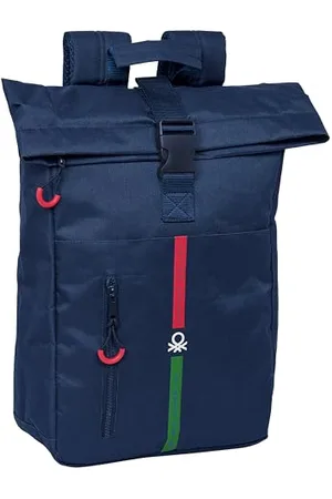 Safta BENETTON ITALY - Backpack with Flap for 15.6 Inch Laptop, Ideal for Different Ages, Comfortable and Versatile, Quality and Resistance, 28 x 13 x 42 cm, Blue, , Estándar, Casual
