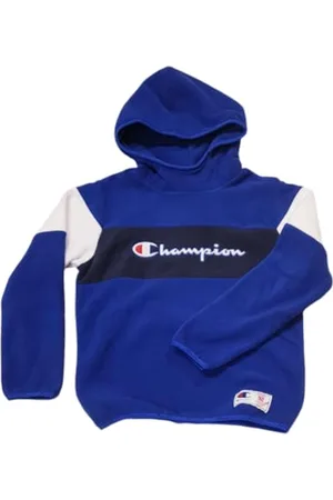 Champion Legacy Retro Sport B (306865) - Filament Polar Fleece (240gr) Hoodie, Deep Blue/Navy Blue (BAI/NNY/WHT), 11-12 years (L) Boys FW24