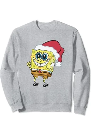 Spongebob Christmas Excited Face & Santa Hat Sweatshirt