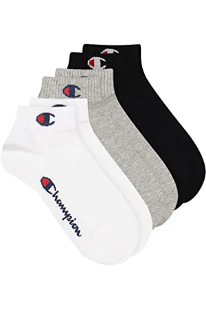 Champion Unisex Core 3pp Quarter Ankle Socks, Grigio Melange Chiaro, Bianco, Nero, 8-Jun UK