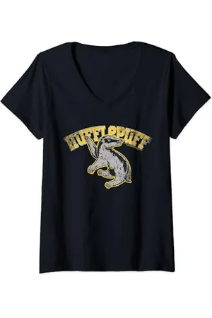 Harry Potter Womens Hufflepuff Sport Emblem V-Neck T-Shirt