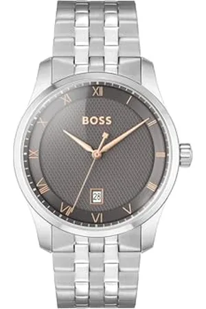 HUGO BOSS Analogue Quartz Watch for Men PRINCIPLE Collection with Leather or Stainless Steel strap, available in Black, Brown, Blue and