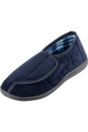 Ego Mens Cord Slippers Hook & Loop Front Opening Hard Non Slip Sole - , UK 11