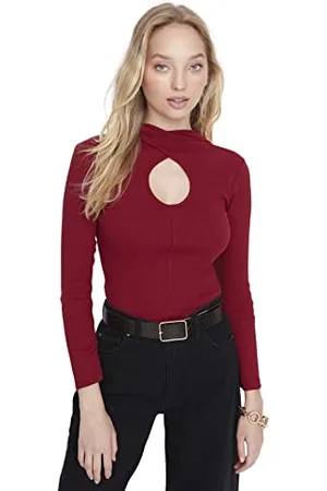 Trendyol Women Fitted Bodycon Standing Collar Knit Blouse