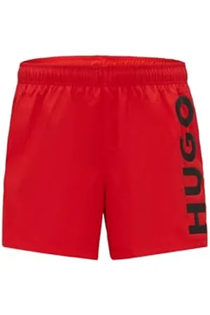 HUGO BOSS Mens ABAS Logo-print swim shorts in quick-dry fabric