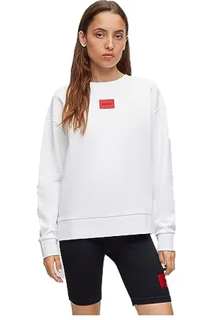 HUGO BOSS Womens Nakira redlabel Regular-fit cotton sweatshirt with logo label