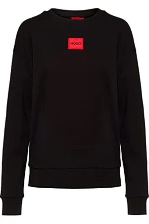 HUGO BOSS Womens Nakira redlabel Regular-fit cotton sweatshirt with logo label Black