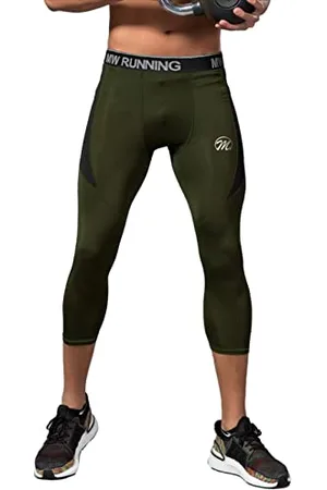 MEETWEE Men’s Compression Leggings 3/4, Running Tights Sports Pants Cool Dry Base Layer Bottom for Workout Training Jogging