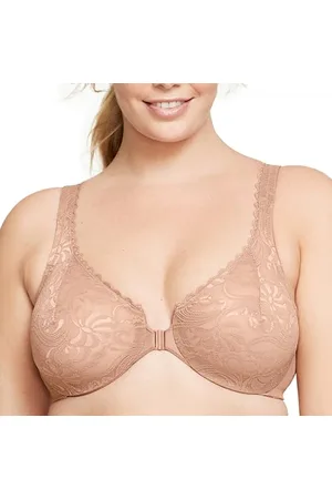 Glamorise Full Figure Plus Size Wonderwire Front-Closure Stretch Lace Bra Underwire #9245