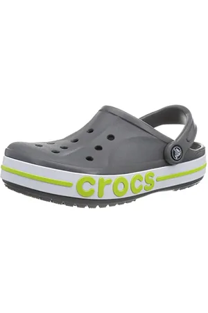 Crocs Bayaband Clogs, Unisex Clogs, Lightweight and Secure Fit Slate Grey/Lime Punch Size 5 UK Men/ 6 UK Women