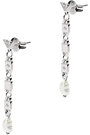 Emporio Armani EG3473040 Sterling Drop Earrings, Size: 6mm x 35mm x 3mm / Size Eagles: 6mm x 6mm x 1mm / Size Pearls: 3mm x 5mm x 6mm, Sterling , No