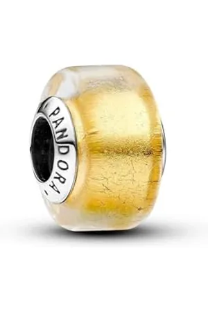 PANDORA Moments Sterling silver charm with transparent Murano glass and 24k gold foil
