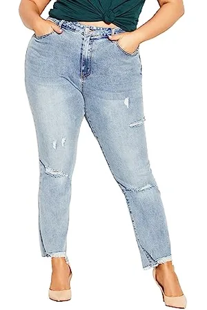 City Chic Plus Size Jean H Thigh Split, in , Size, 16