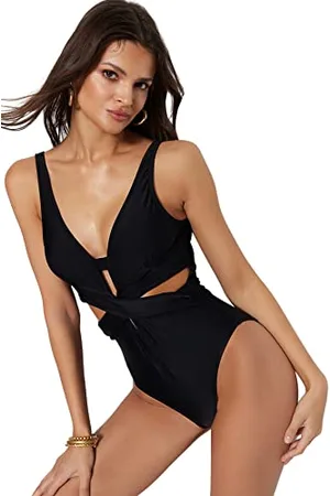 Trendyol Women Straight Cut Out Detailed Knitted Swimsuit Schwarz