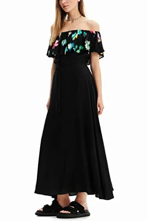 Desigual Susan Dress Off Shoulder Gypsy Maxi Dress with Blurry Pattern 23SWVW55