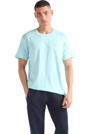 Calvin Klein Men Short-Sleeve T-Shirt Ck Embro Badge Crew Neck, Turquoise , XXS